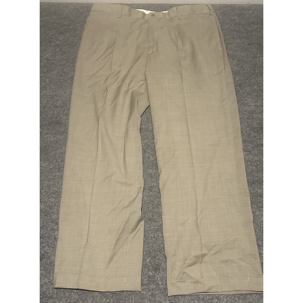 The J Peterman Company Men's Tan Dress Pants Slacks 40x30 Hemmed 100% Wool EUC